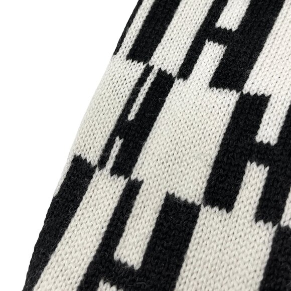 HERMES Vintage H Monogram Logo Turtleneck Sweater Top #S Cream Black [104055] - Picture 8 of 10